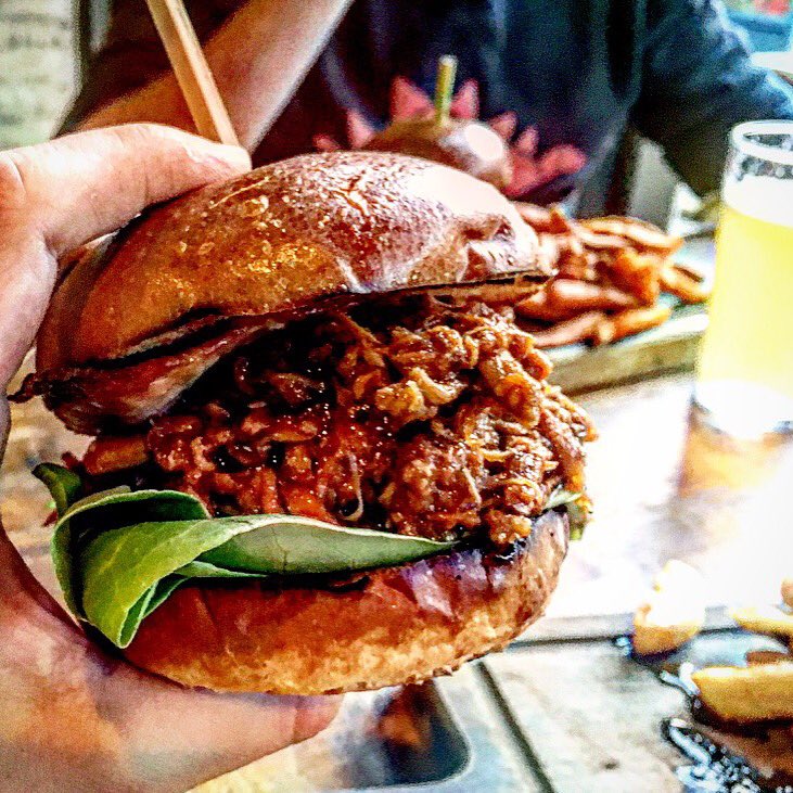 Pulled pork in brioche with lettuce, tomato &amp; maple bacon at <a href="/ED_FlyingPig/">The Flying Pig</a>