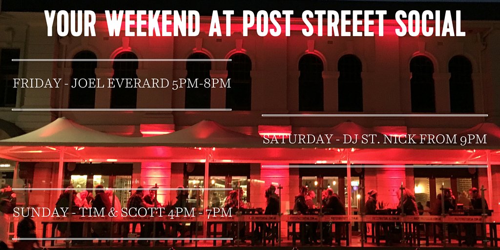 postst_social's tweet photo. Some easy listening live music this weekend @postst_social #livemusic #hobartwaterfont #drink #eat #besocial https://t.co/G0vYC0CQpR