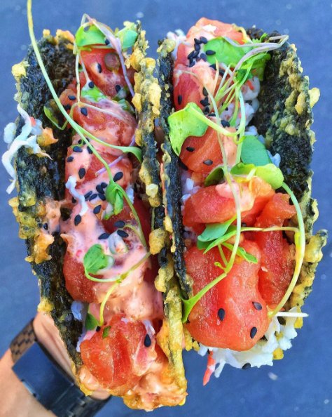 Lunchtime just got interesting. Check out these #nori tacos!!! #noritacos