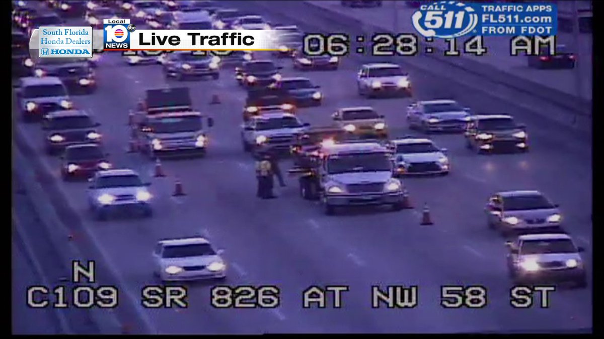 Crash on SR-826 SB & NW 58th St/ Center lane blocked #TRAFFIC #MIAMI https://t.co/IM7HTOl9eA