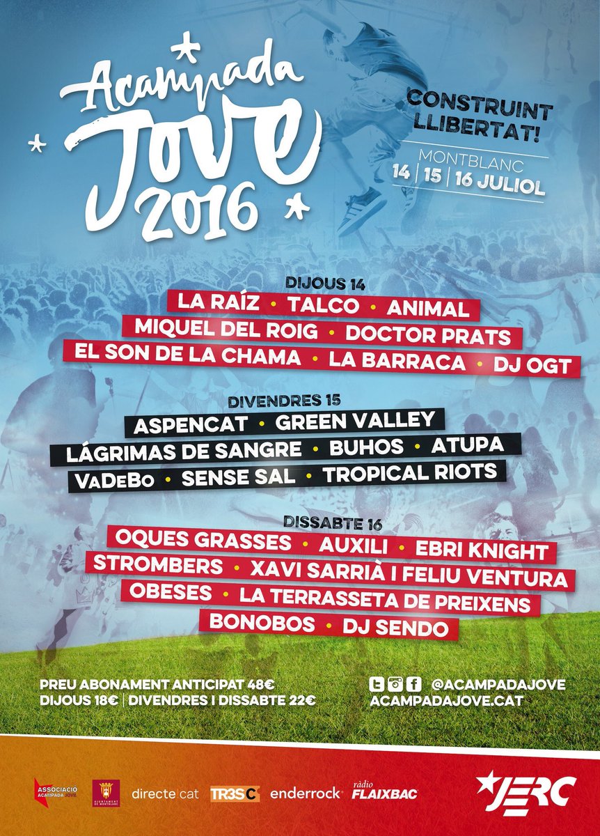 TropicalRiots's tweet photo. Tanquem el divendres d l'@acampadajove després d'@AspencatOficial @greenvalleyband @LDS_Crew @buhosoficial i més🎉💃🏻🤗 https://t.co/euWfA8zpcI