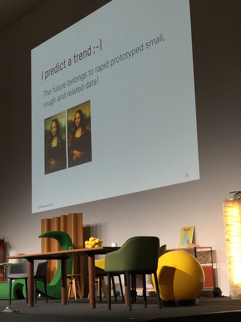 barbarajosef's tweet photo. Harald Katzmair: Big Data wird durch Rough Data abgelöst. Prototypen und Vereinfachungen statt Detailflut. #fd_16 https://t.co/zENNSRiPBX