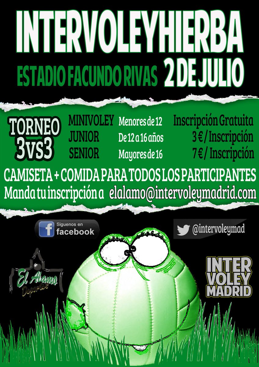 intervoleymad's tweet photo. SÁBADO 2 DE JULIO- INTEVOLEYHIERBA- TORNEO 3vs3 MIXTO EN EL ESTADIO FACUNDO RIVAS. NO TE LO PUEDES PERDER¡¡ https://t.co/QJqDGbHtSZ