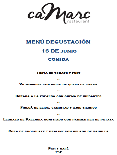 RestCaMarc's tweet image. Menú degustació dijous 16 de juny