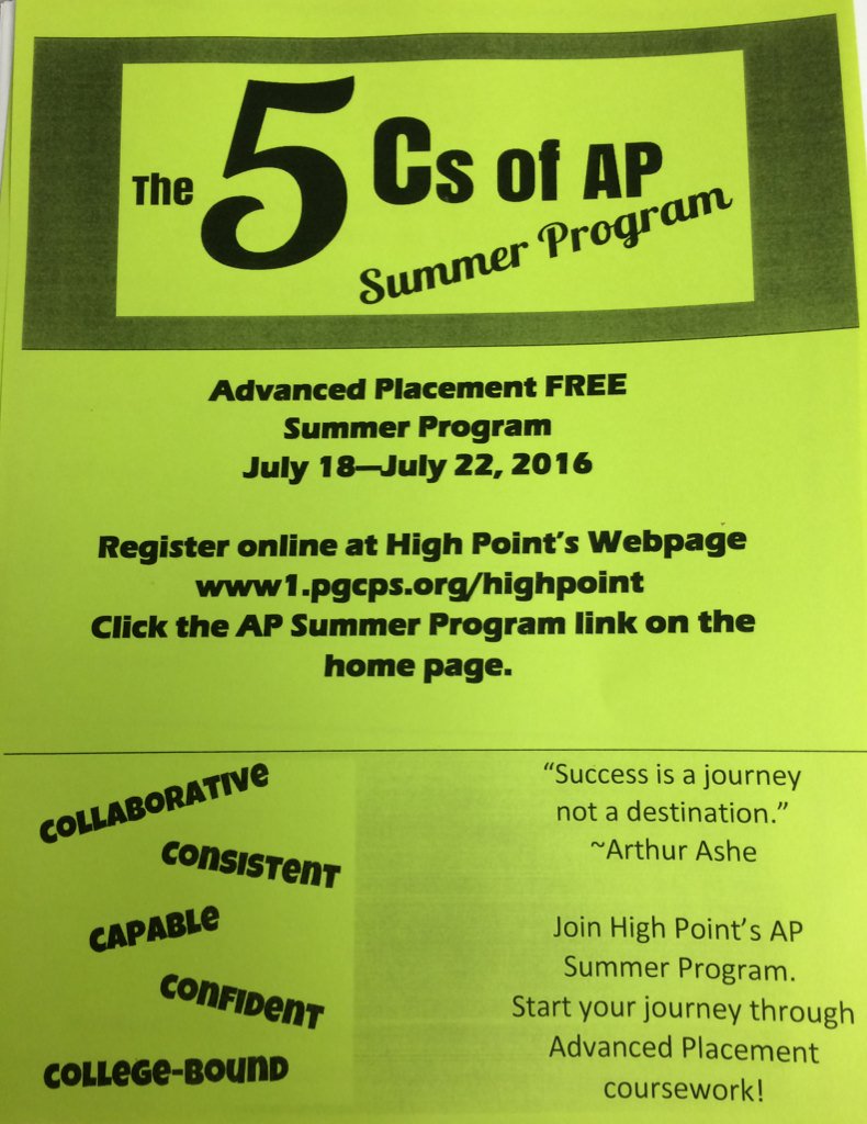 HPTheBeacon's tweet photo. Students, register now for the AP Summer Program! (You must already be enrolled in an AP class!) #collegereadiness https://t.co/wgXY6ar9fI