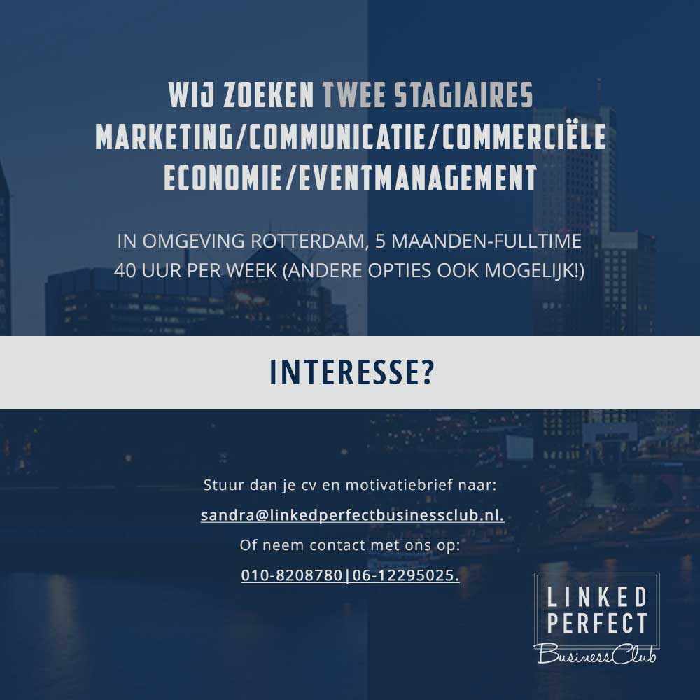 Op zoek naar een stageplek? Wij zoeken 2 stagiaires Communicatie|Marketing|Commerciële Economie (3de jaars MBO /HBO)