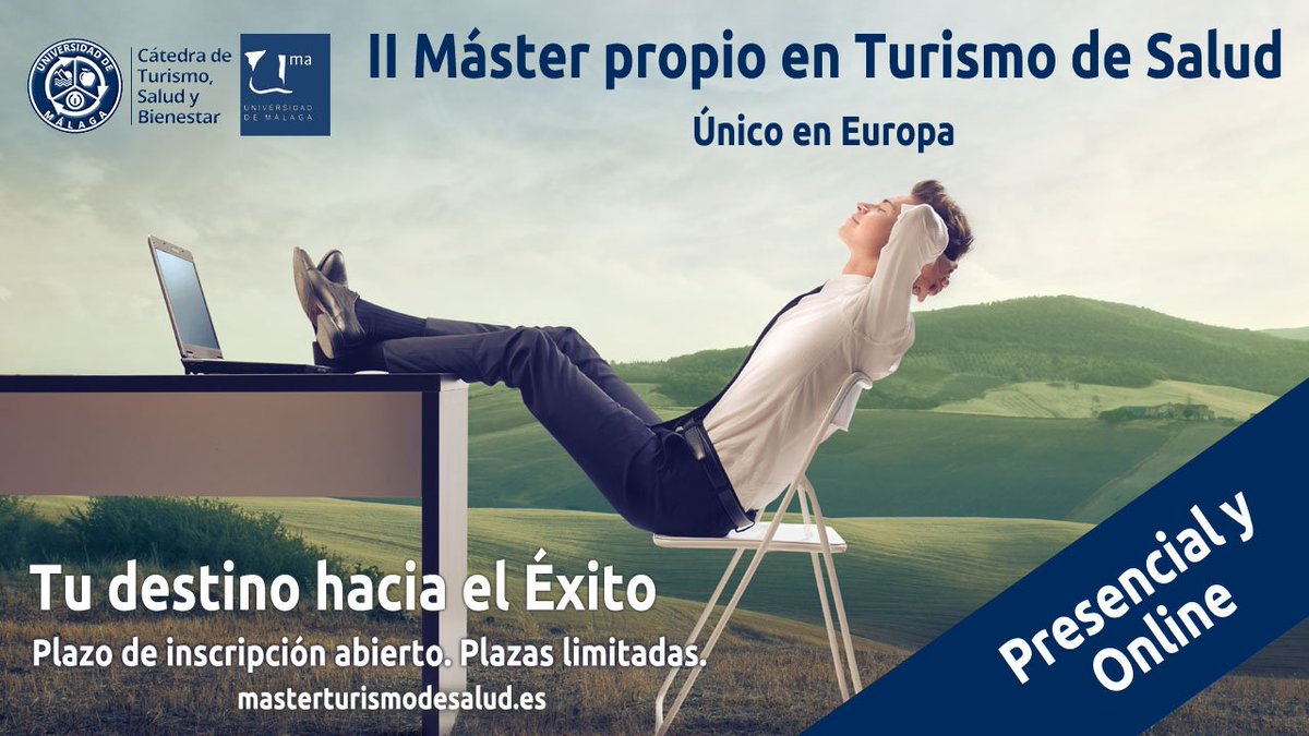 catedratsb's tweet photo. Abierto el plazo de inscripción al https://t.co/d5FF6zgkx4 #Máster #Turismo #Salud #TurismoDeSalud https://t.co/L7qg3MqVHl