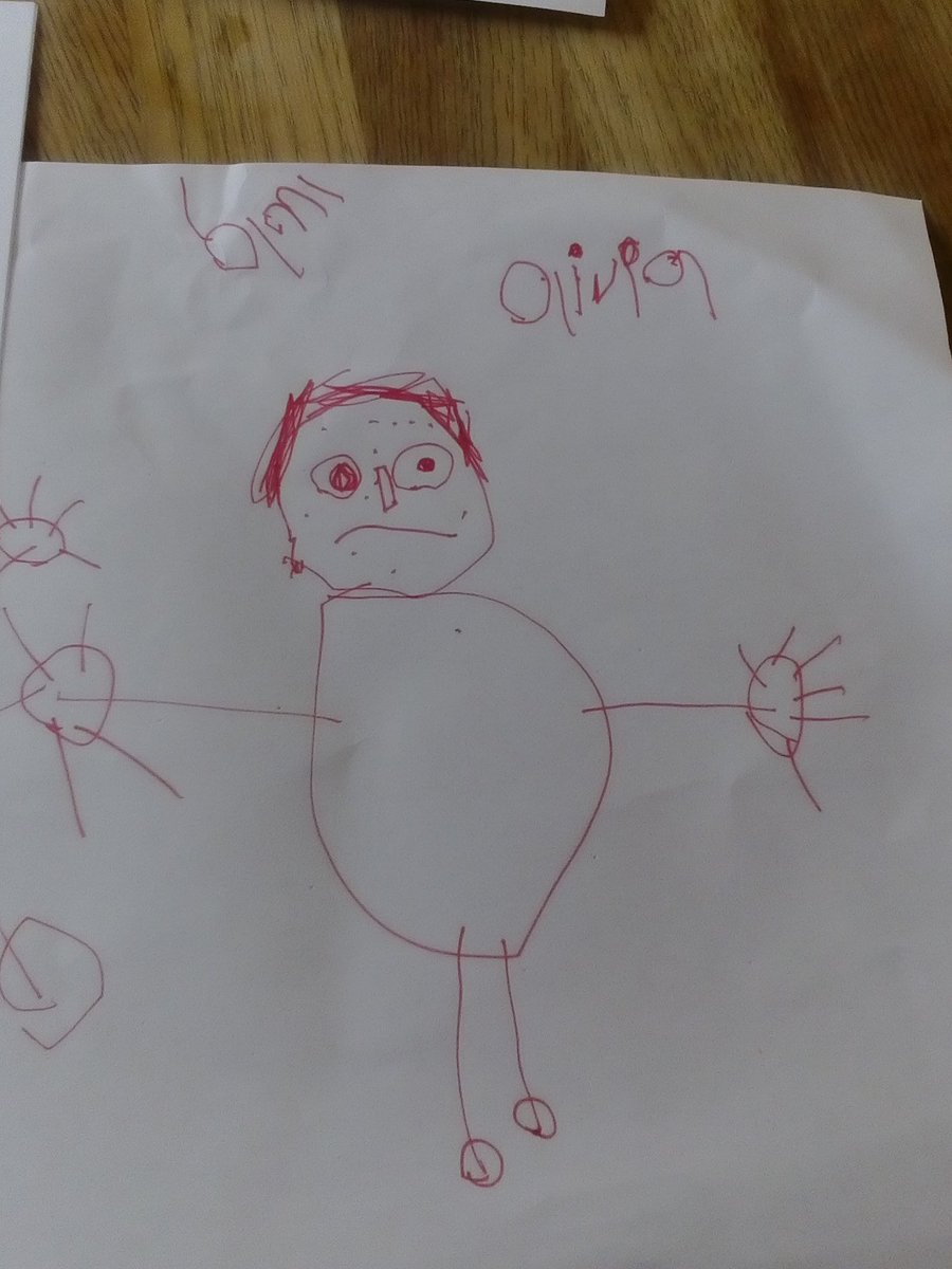 nonotrelated's tweet photo. @ELCUK My 3 year old Olivia drew this. Randomly she said the dots on my face were chickenpox not stubble! #IDrewDad https://t.co/S6skyLaPOg