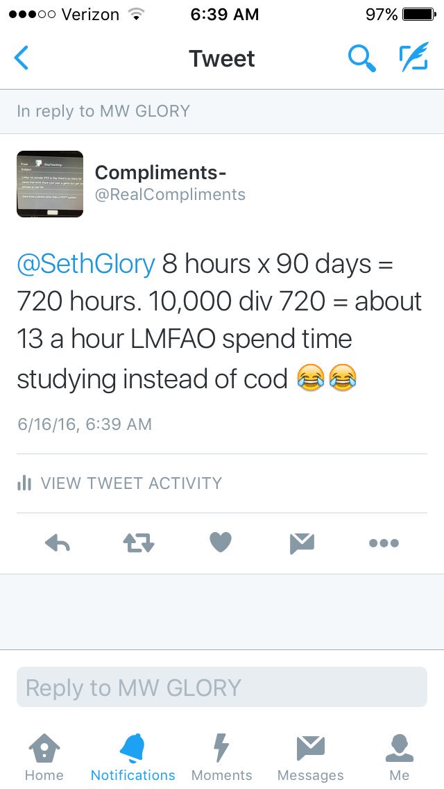 RealCompliments's tweet image. For all you gamers who think you can make "money" playing cod all day. RT