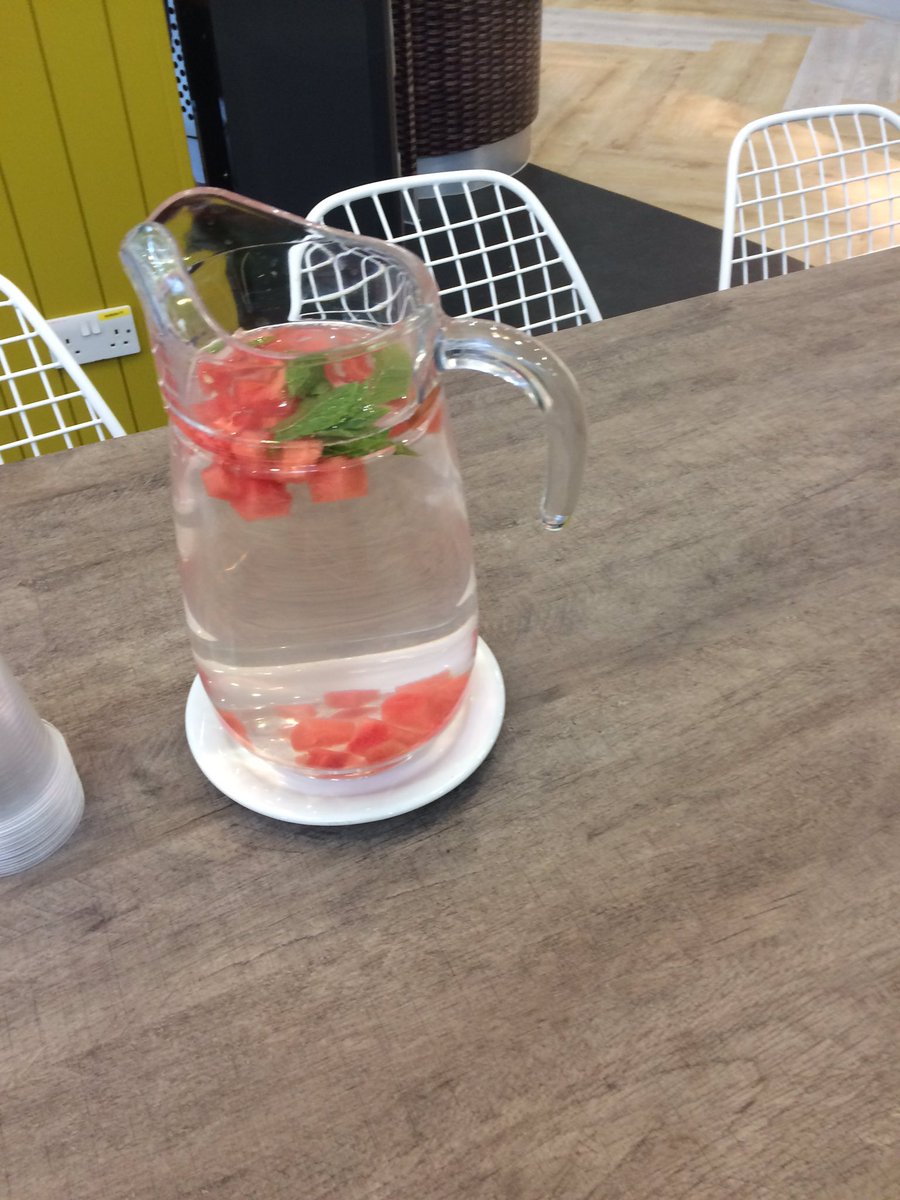 YorkNest's tweet photo. Complimentary Watermelon and mint flavoured water available today in the Fire Station Diner. #HEW https://t.co/kFzCfLIi2g