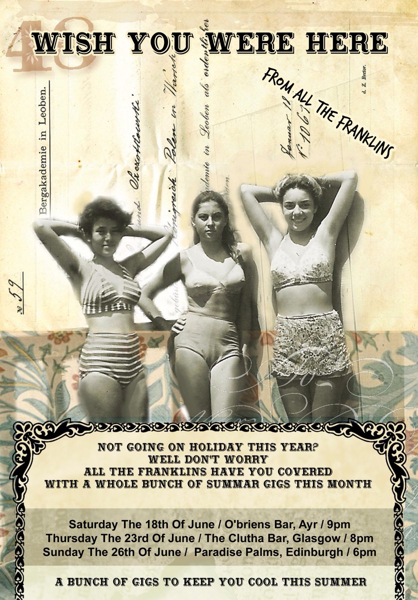 Why not come to a Franklins gig before we go on our wee tour.