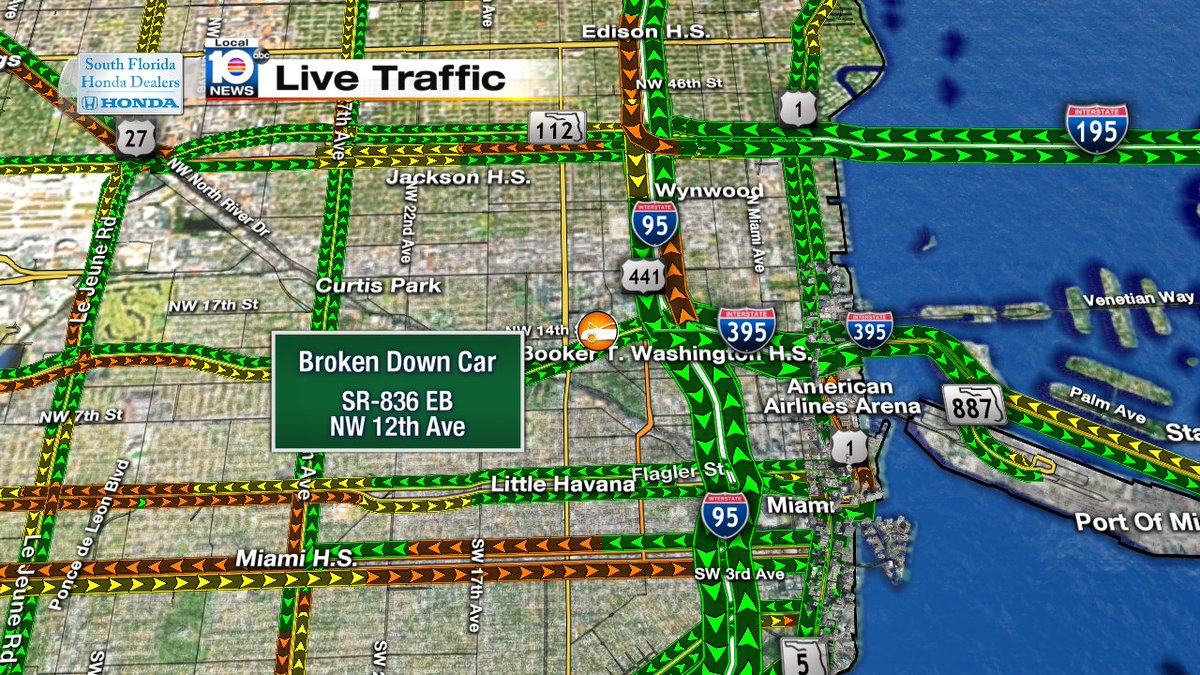 Broken down car on SR-836 EB and NW 12th Ave #TRAFFIC #MIAMI https://t.co/CC52CREOue