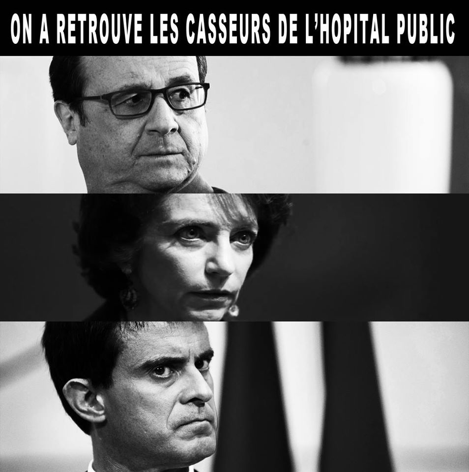 NuitDeboutBcn's tweet photo. Les #casseurs de l'Hôpital Public
#Revendications : #Suppression de 22000 postes avant #2017
https://t.co/XytkKE0NQ8 https://t.co/BhB8kli7Ad