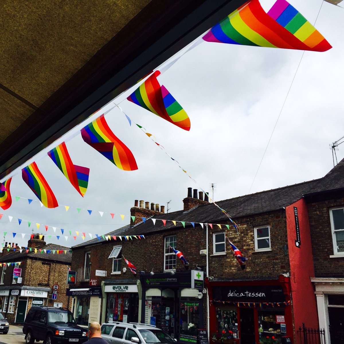 fjcookshop's tweet photo. Flying the York Pride flag ready for Saturday's parade. https://t.co/nsttmACCX9