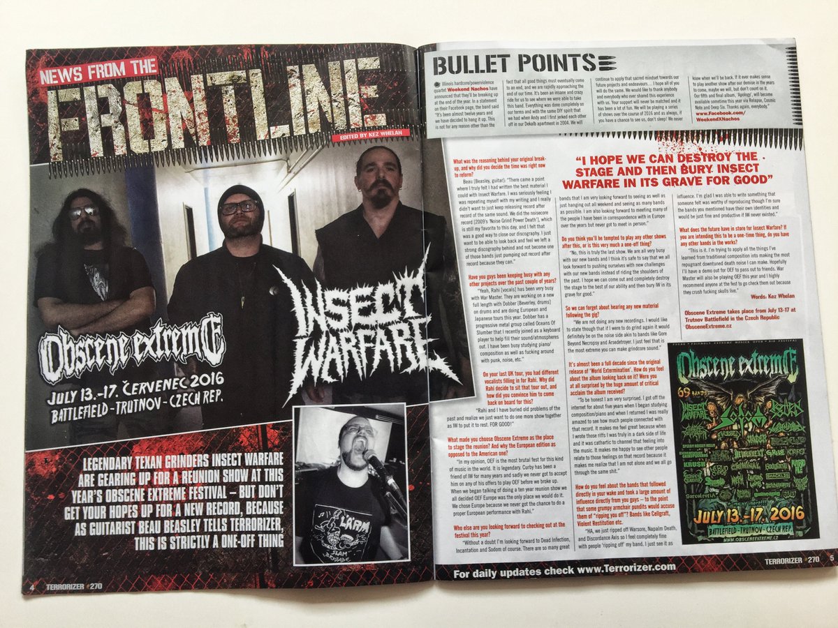 obsceneextreme's tweet image. INSECT WARFARE IN TERRORIZER!!! 

terrorizer.com/news/features-…