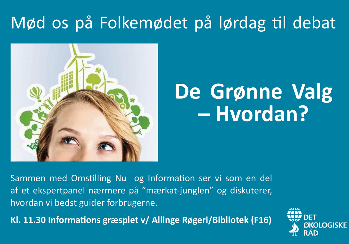 gronomstilling's tweet photo. Hvordan kan man som forbruger træffe det mest bæredygtige valg? Debat om mærkningsjunglen lørdag på #fmdk #dkgreen https://t.co/UgzGQzn3yG