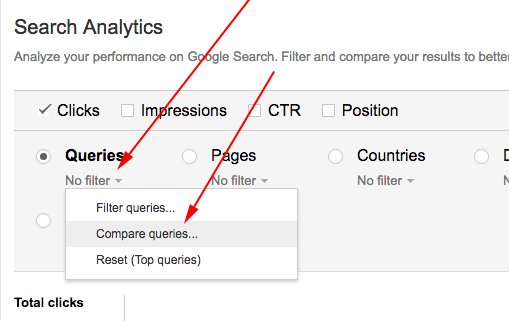 rustybrick's tweet image. Google Search Analytics adds the ability to compare queries - one against another seroundtable.com/google-search-…