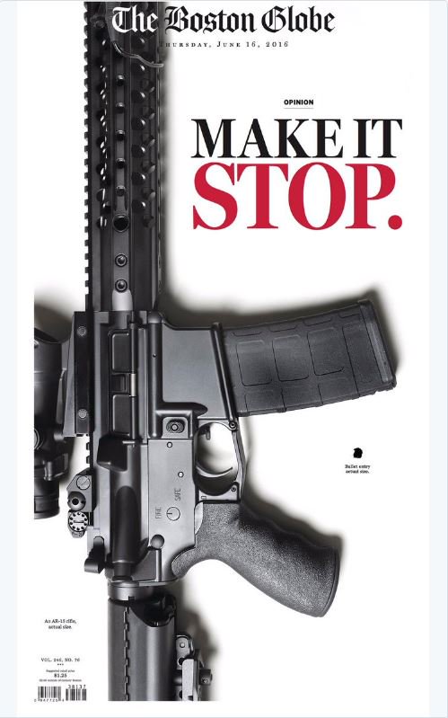 joekennedy's tweet image. Incredibly powerful @BostonGlobe front page today #MakeItStop #Enough