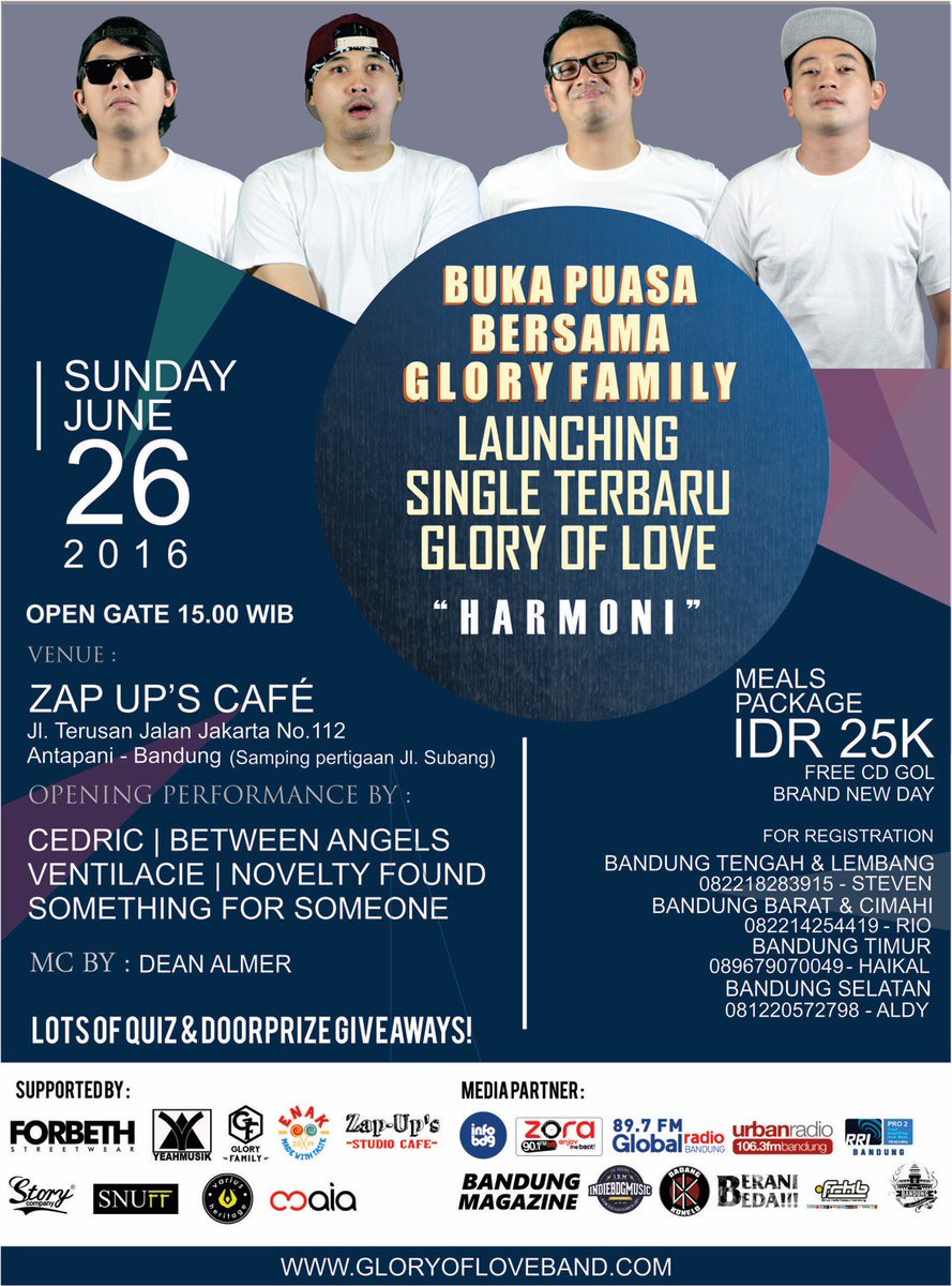 #BukaBersamaGloryFamily <a href="/glory_family_/">Glory Family</a> Sunday | 26/6/16 Zap Up's Cafe | 3PM-till end w/ <a href="/Cedric_rock/">CEDRIC™ | IG :</a> <a href="/betweenangels4/">BETWEEN ANGELS</a>