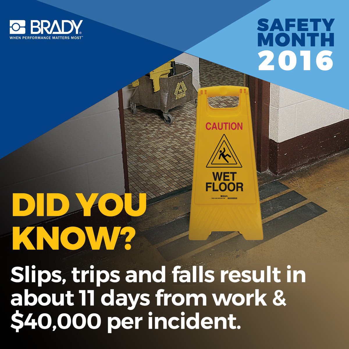 #DidYouKnow Slips, trips, and falls result in about 11 days away from work and $40,000 per incident.  #SafetyMonth