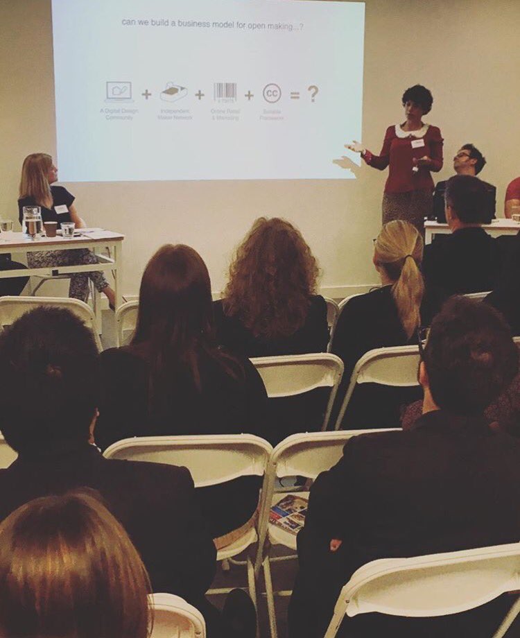 Farrells's tweet photo. Scarlett San Martin @open_desk discussing the future of catalogue office-fit design #workinglondon https://t.co/e68Km5cS1S