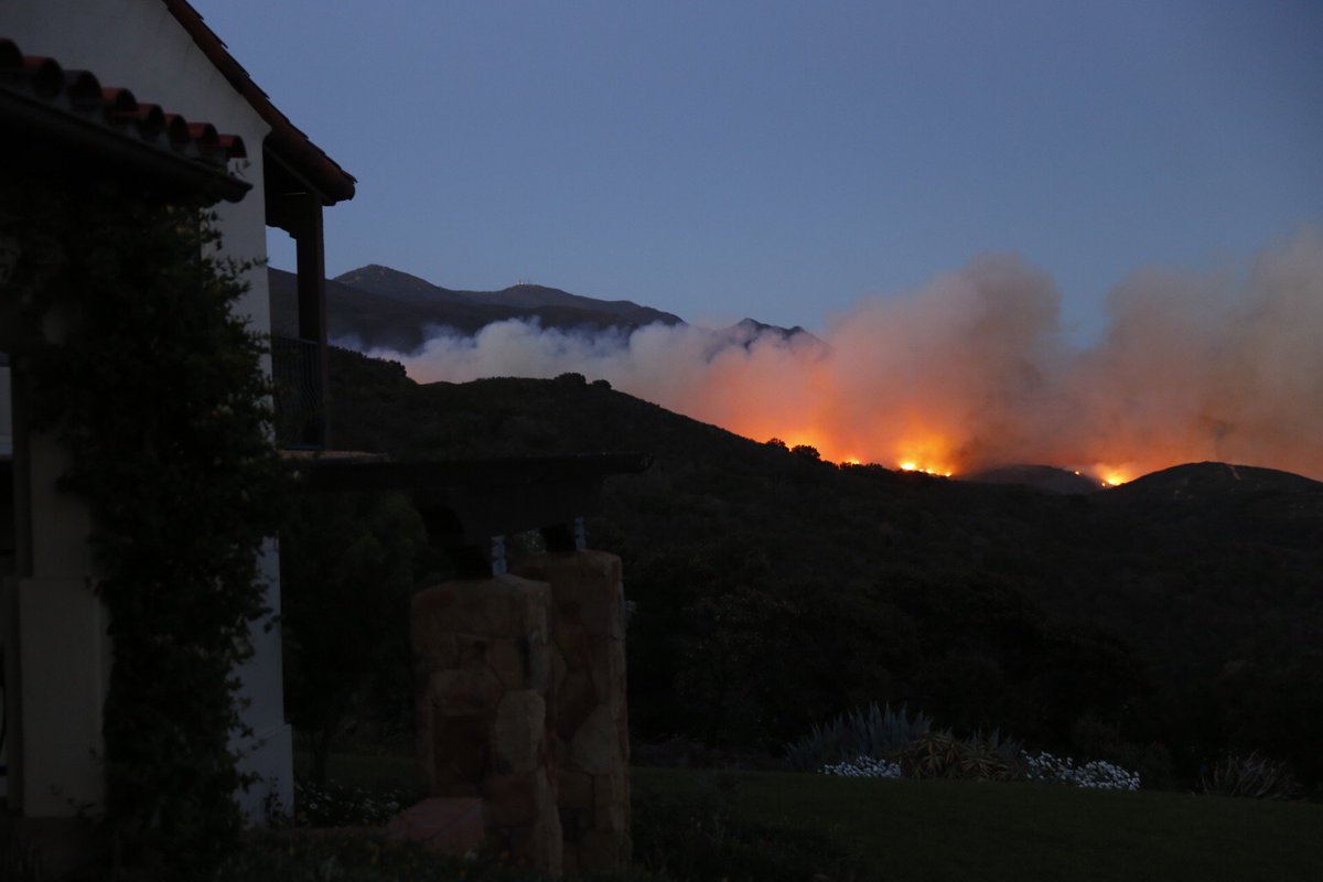 latimes's tweet image. A fire burns near Santa Barbara lat.ms/1Pw9afh