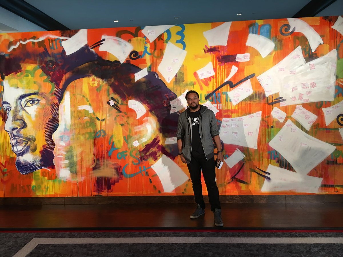 DTDingle's tweet photo. Check out mural by @2cents_BMike commissioned by @Cadillac for #ABFF20 on future of storytelling @GM_Diversity @ABFF https://t.co/gdbkaR0vNo