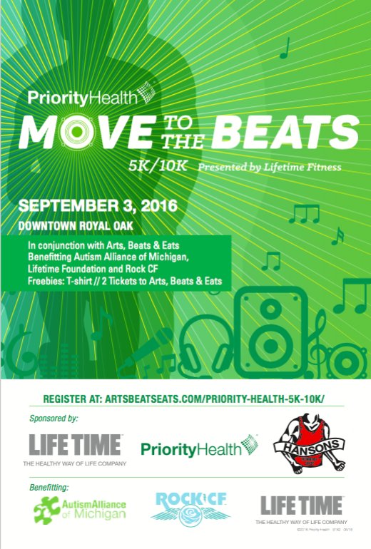 AutismAlliance's tweet image. Register today for the Move to the Beats 5K/10K @ArtsBeatsEats. Proceeds support AAoM programs #NavigatingAutism