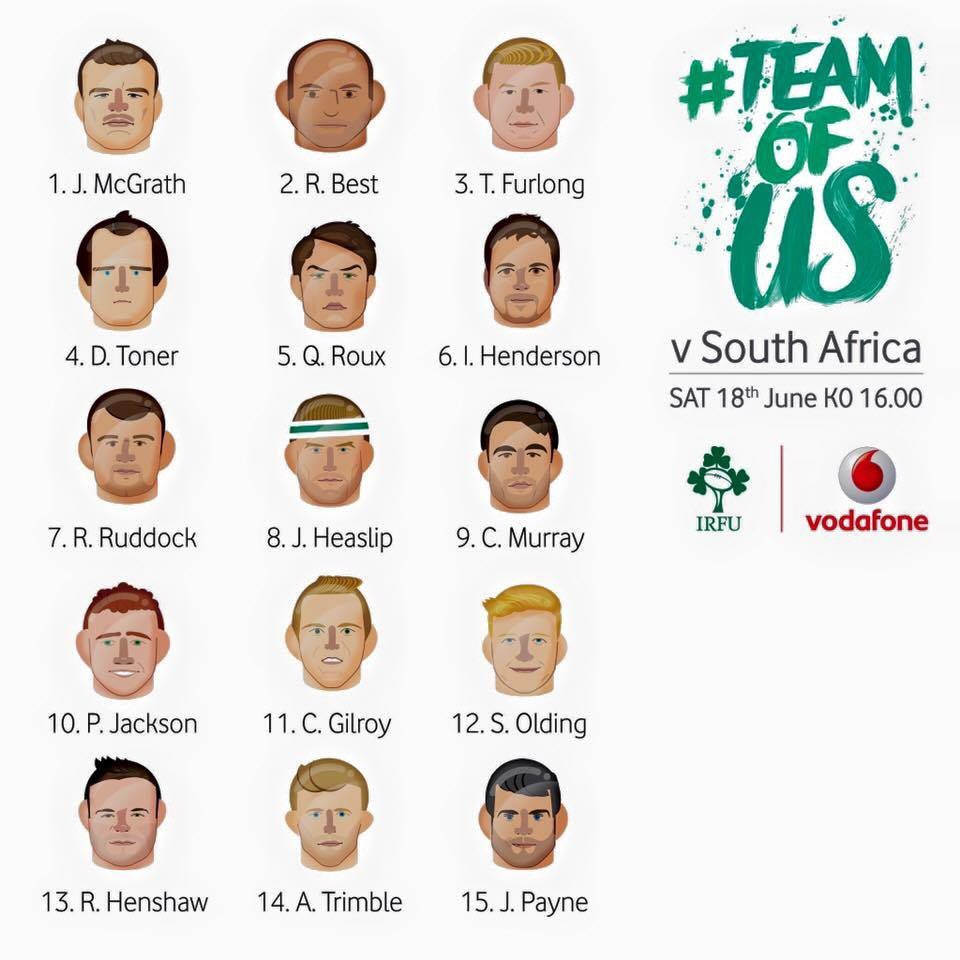 GoRugby15's tweet photo. @IrishRugby team named for second test against @Springboks https://t.co/W1ywIRAx4X