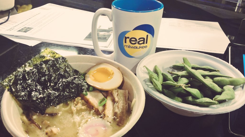 NicoleKoglinMKE's tweet photo. Best. Delivery. Ever. @RedLightRamen on the @realmilwaukee desk. Thanks @jkcarlisle! #ChefRockStar https://t.co/M3ef3ULiuq