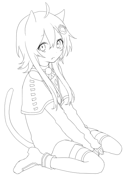 @hijiri_rst 髪とか服の皺とか、線画を省略してほとんど塗に頼ってみてる感じ・・・見栄えそんなに変わらないからアリかも 