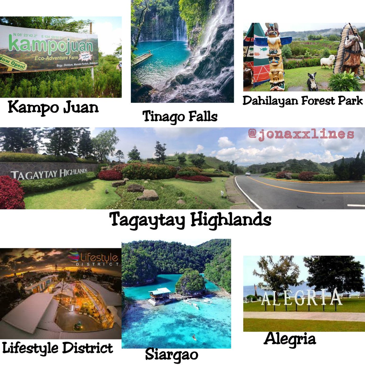 JonaxxLines's tweet photo. Nasa travel list niyo na ba itong mga lugar na 'to? #jslgoals 

(None of the photos are mine.) https://t.co/A61i58nsN4