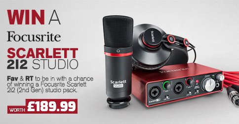 gear4music's tweet photo. RT &amp; Fav for a chance to win a @WeAreFocusrite Scarlett 2i2 Studio (gen 2)Closes 24.6.16 5pm BST. #FridayFreebie https://t.co/XKyq51Tjwb