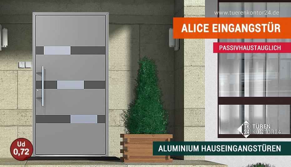 Passivhaustaugliche Aluminium Hauseingangstür Alice