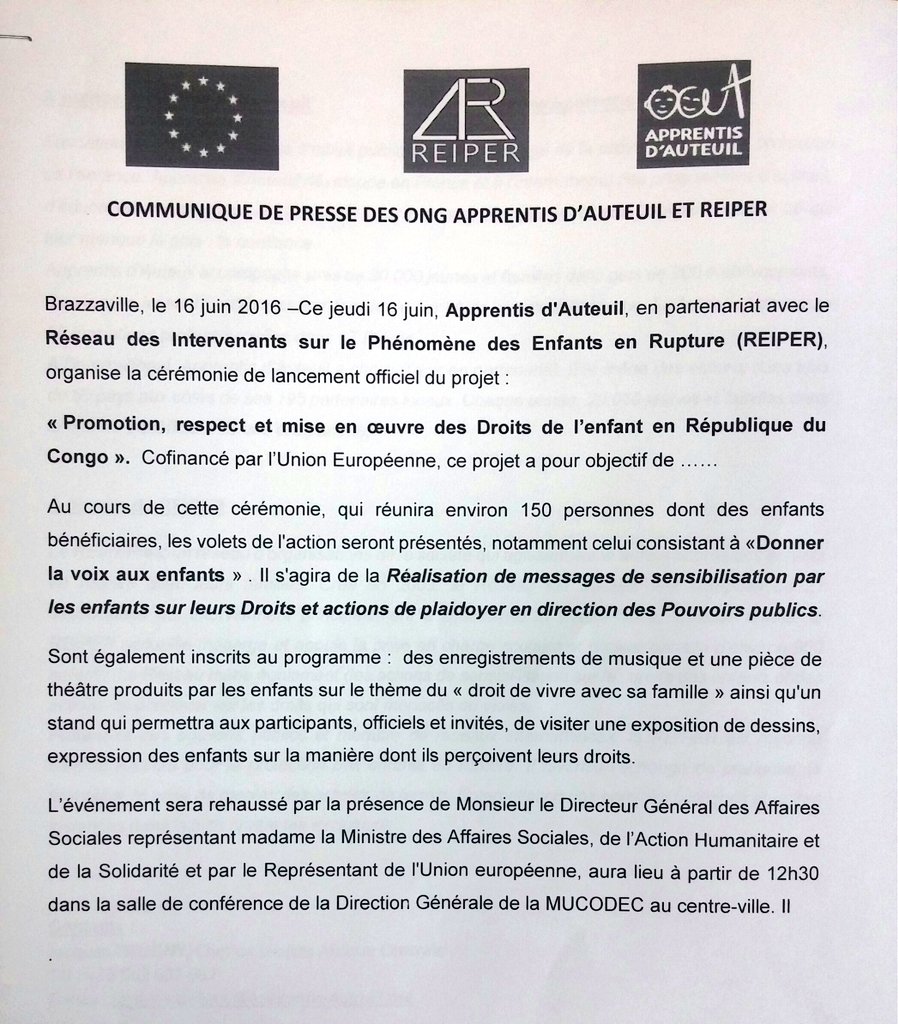 mucodeccg's tweet photo. #JourneedelEnfantAfricain #Congo L'occasion pour le lancement officiel du projet. #REIPER #UE #ONG #Brazzaville https://t.co/JNG6G7pH1Z