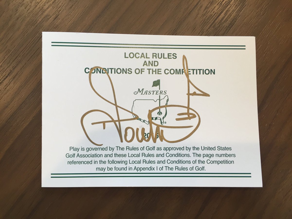 IanJamesPoulter's tweet photo. Day 8! 2016 Masters Local Rules and Conditions of the Competition card! Visit https://t.co/v7P21uBK7j to enter. https://t.co/oiSz32safd