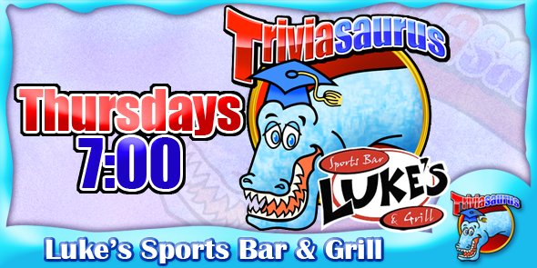 Triviasaurus's tweet photo. Join @Triviasaurus tonight at Luke's Sports Bar &amp; Grill in Rock Hill at 7:00 for your Thirsty Thursday fun! https://t.co/DGcrGdw95T