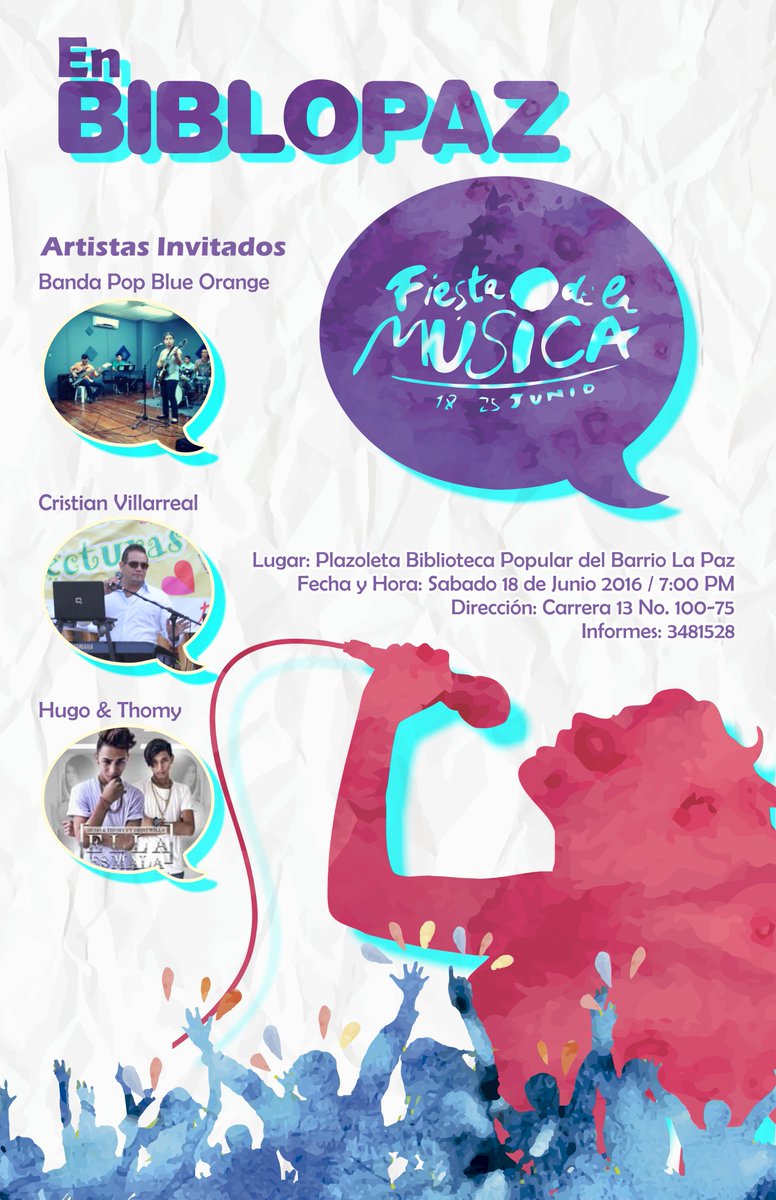 Biblopaz's tweet photo. Fiesta de la Música 2016 en BIBLOPAZ https://t.co/ZpGNVHWQVs