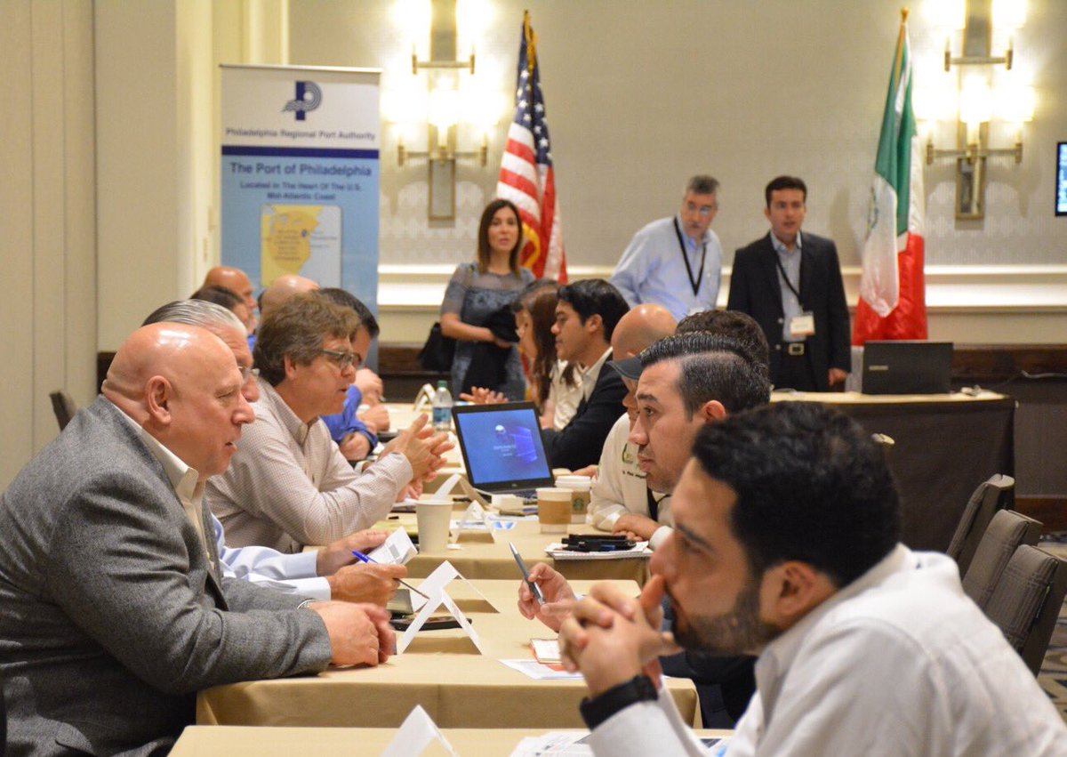 PhilaPort's tweet photo. One-on-one meetings in progress at the Mexican Inbound Trade Mission. #MITM2016 https://t.co/bPvkK5WJ0B