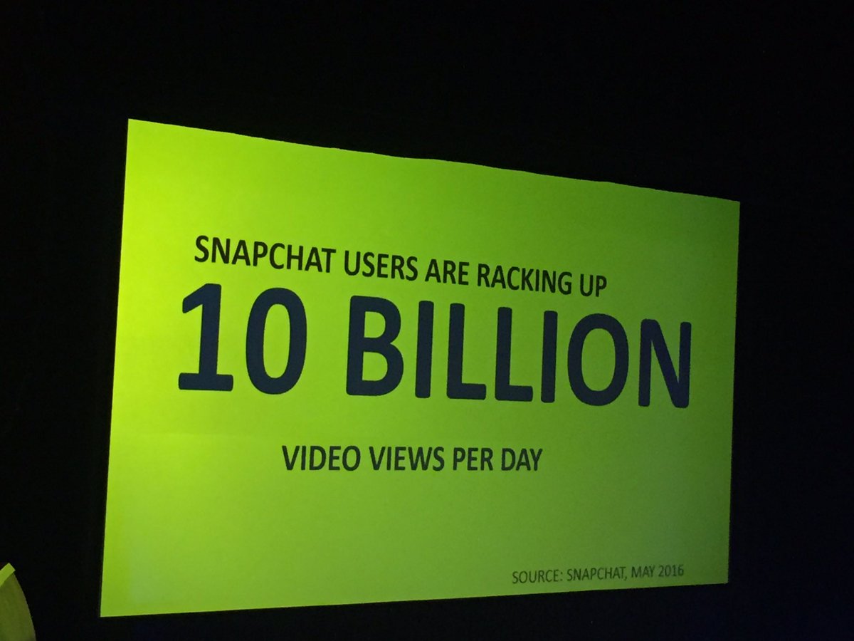 bencmore's tweet photo. This number was 8 billion four months ago. #DEN16 Snapchat video is an engagement explosion https://t.co/7qEgBjgd9G