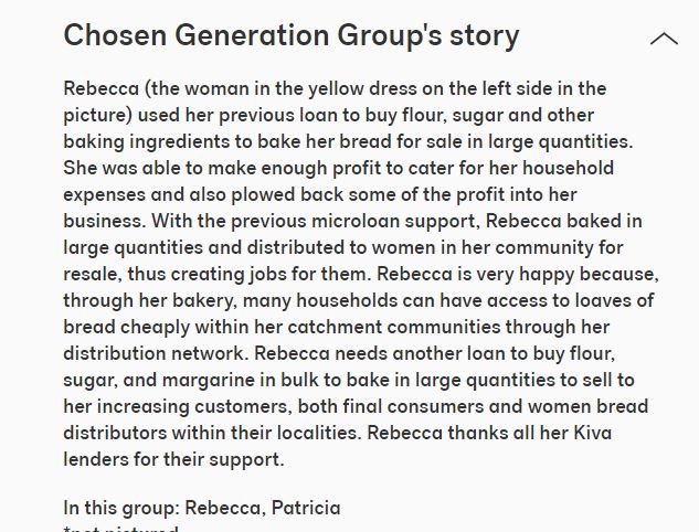 YAY! <a href="/SmallisB/">Small is Beautiful</a> delegates!  Our cake donations have  been invested <a href="/Kiva/">kiva.org</a> to no1.The Chosen Generation Group #smallisb