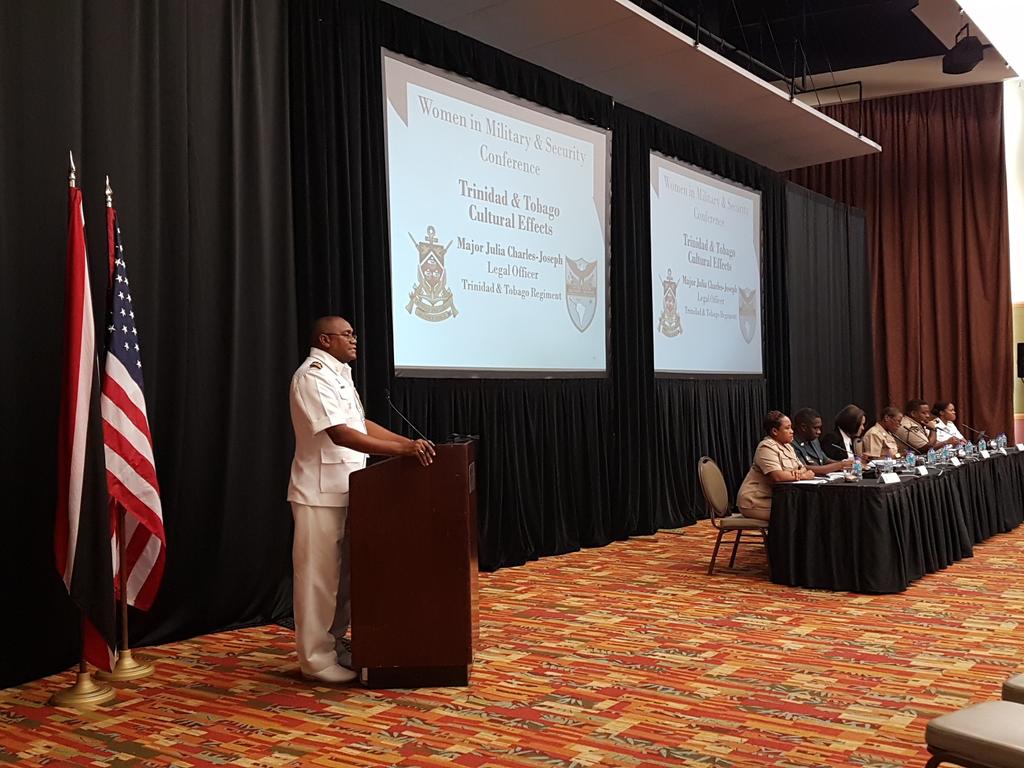 TTDefenceForce's tweet photo. #WIMCON Lt Cdr K Jean-Baptiste, Trinidad and Tobago Defence Force Public Affairs Officer @womeninmilitary https://t.co/muxl4IiV87