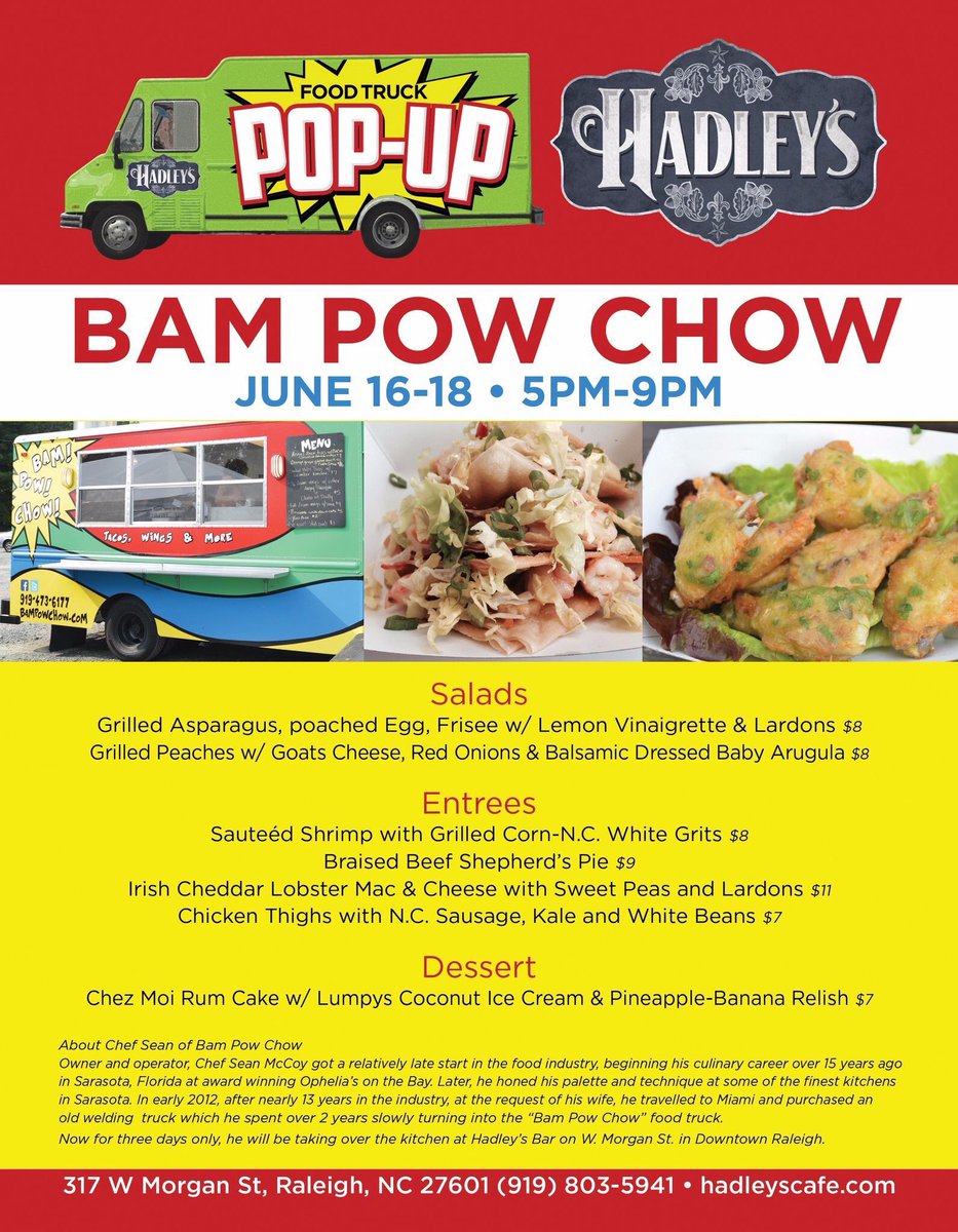 hadleyscafe's tweet photo. This weekend we are in the kitchen with @BamPowChow starting at 5pm! https://t.co/NWctUUihFK