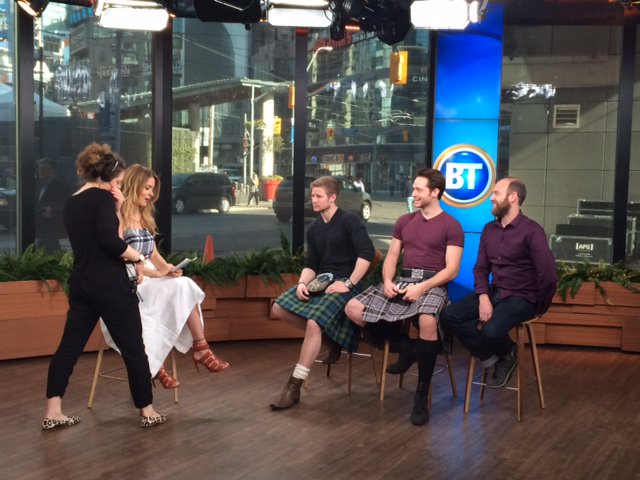 NTSonline's tweet photo. In #TenDramaticYears we've learnt to never underestimate power of kilts on tour. Fun with @BTtoronto #JamesPlays 👑👑👑 https://t.co/PcI7Py8OvY