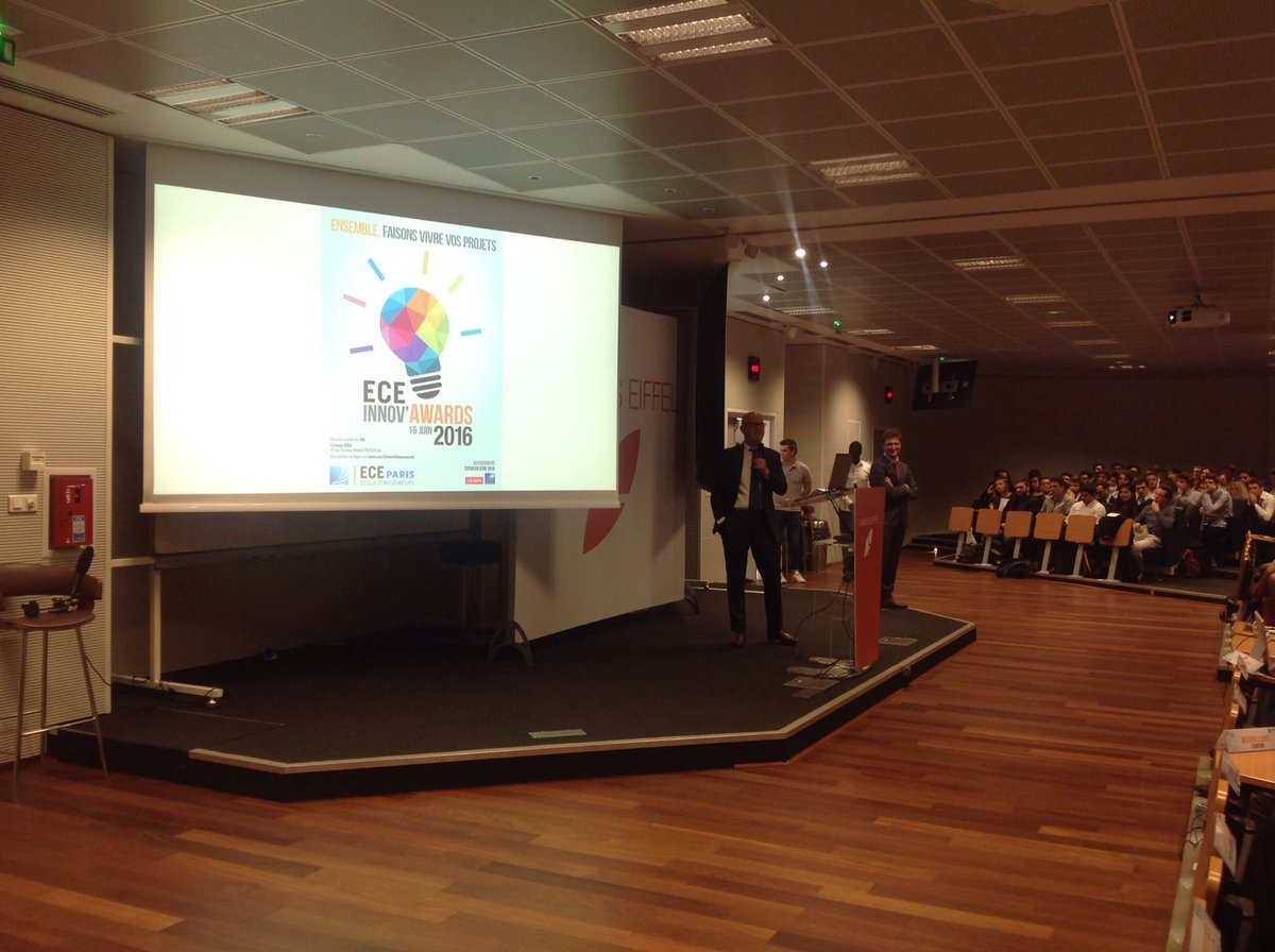 ECEingenieurs's tweet photo. Début des #ECEInnovAwards! Mot d'accueil de @CBaujault https://t.co/1v5JVebwBW