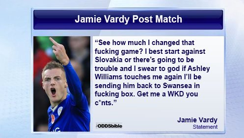 Apparently still not happy in his post-match interview.