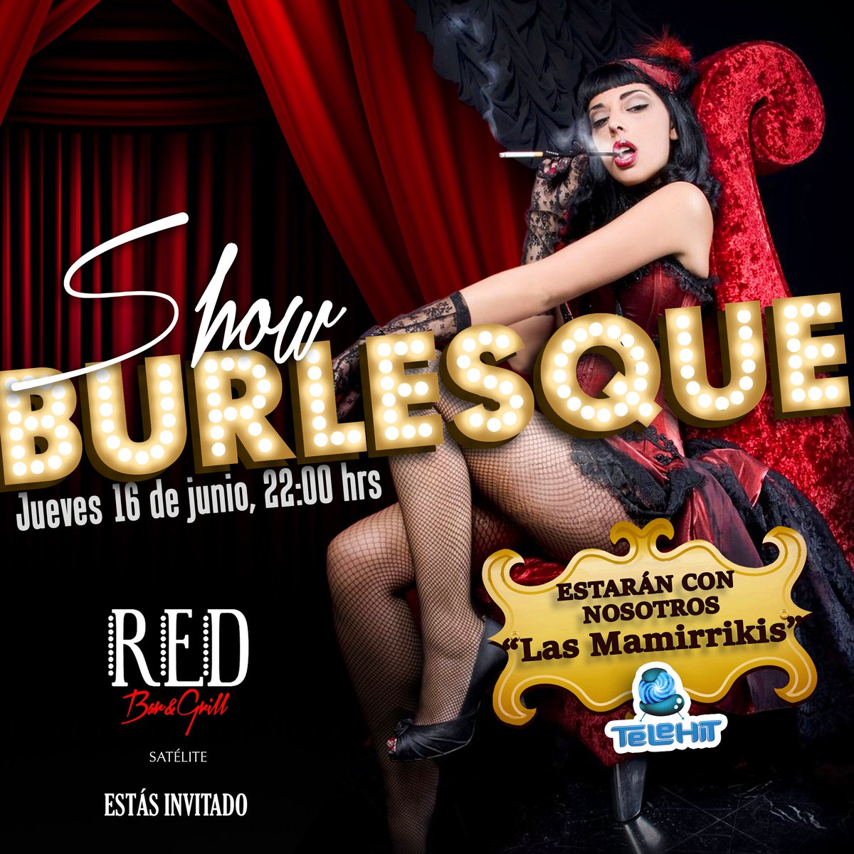 RedBarGrill's tweet photo. Hoy es nuestro evento Burlesque, Disfruta este espectáculo y déjanos consentirte. #RedBarSatélite Reserva:55621613 https://t.co/HBotQWc7XA