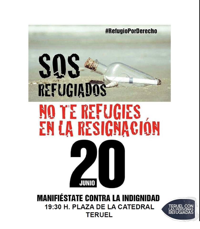 Lunes 20 de junio en #Teruel concentración contra la indignidad 
#TeruelRefugia
#RefugioPorDerecho