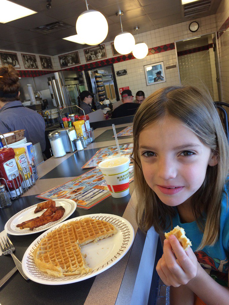 grhutter's tweet photo. Sonny's favorite breakfast - Waffle House.  Lovin' summer break https://t.co/Ib0UWsz6VM