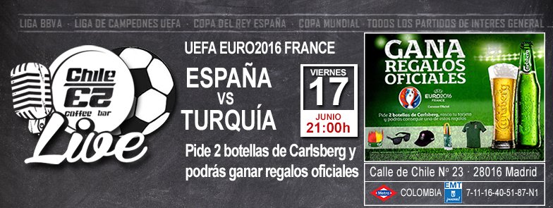 #VamosEspaña Pide 2botellas de Carlsberg y podrás ganar regalos oficiales durante #EspañaVsTurquía #EURO2016 #Madrid